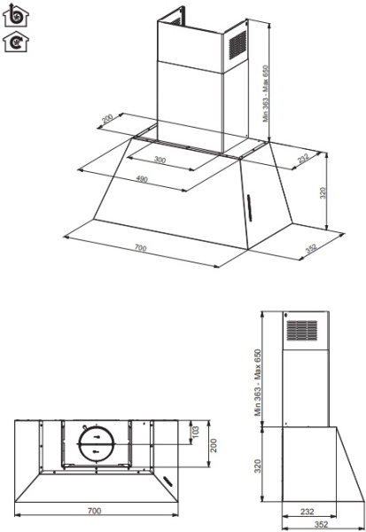 Вытяжка настенная Bertazzoni KR70HER1NDA